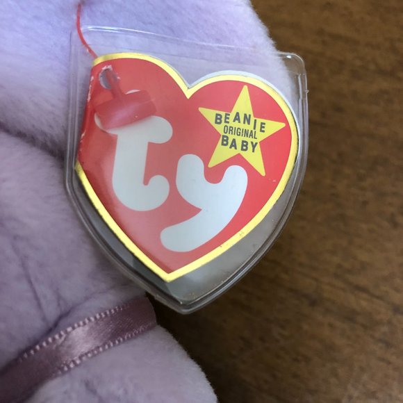 96' VINTAGE TY FLOPPITY BEANIE BABIES B'DAY 5/28/96 SET OF 2 BUNNIES LAVENDER - Picture 8 of 17